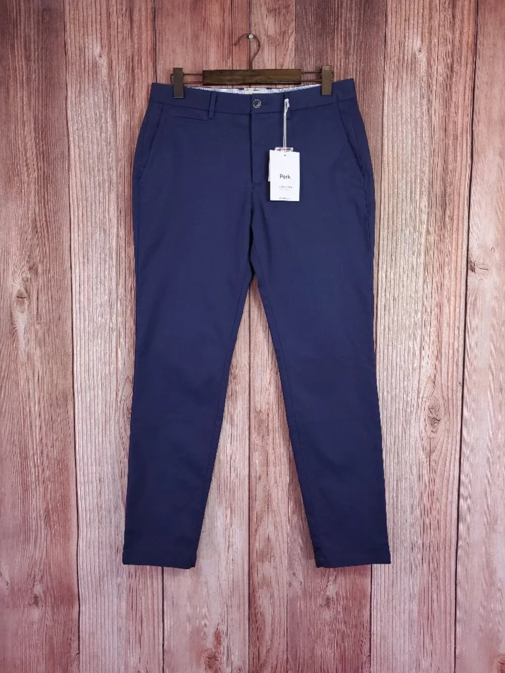 NWT Perk Clothing Feel Good Chino Mens 34x32 (31.5 Inseam) Slim Fit Stretch Navy